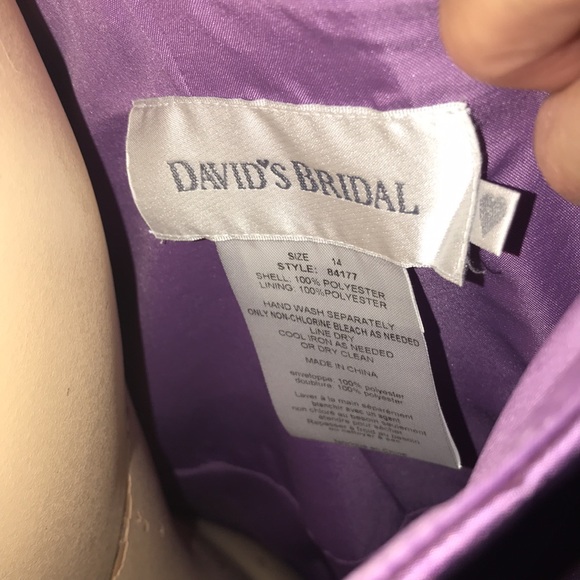 DAVIDS BRIDAL AUBERGINE BUBBLE HEM DRESS - Picture 11 of 12